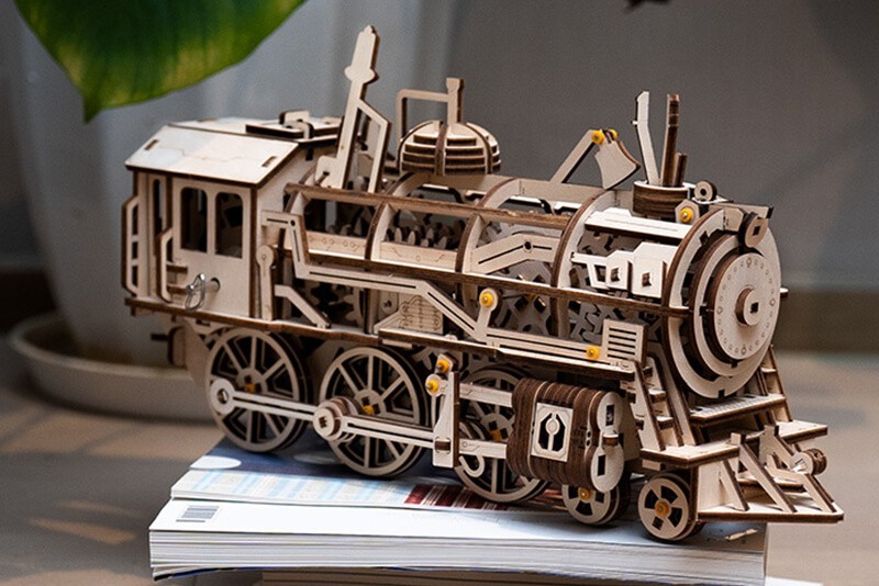 Locomotive Mécanique Puzzle 3D Bois