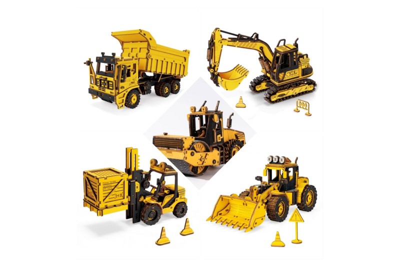 Pack complet Puzzle Engins de Chantier en bois